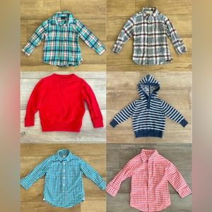 6 boys shirts/sweaters from Crewcuts and GAP. 2T. $50 for all, $10 each